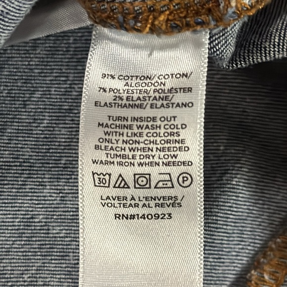 LOFT Patch Pocket High Rise Slim Flare Jeans Classic Mid Indigo Wash - Picture 7 of 11